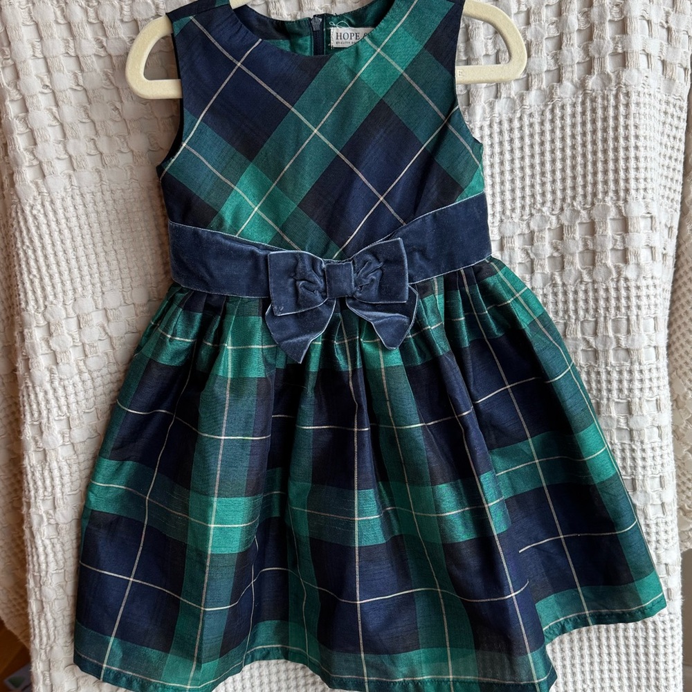 Hope & Henry Elegant Tartan Plaid Holiday Dress